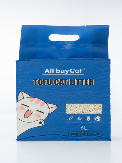 Tofu Kattenbakvulling – 90% Tofu & 10% Cassava – 6 × 6 L (36 L totaal) – Klontvormend – Anti-aanbak – Geschikt voor Automatische Kattenbakken