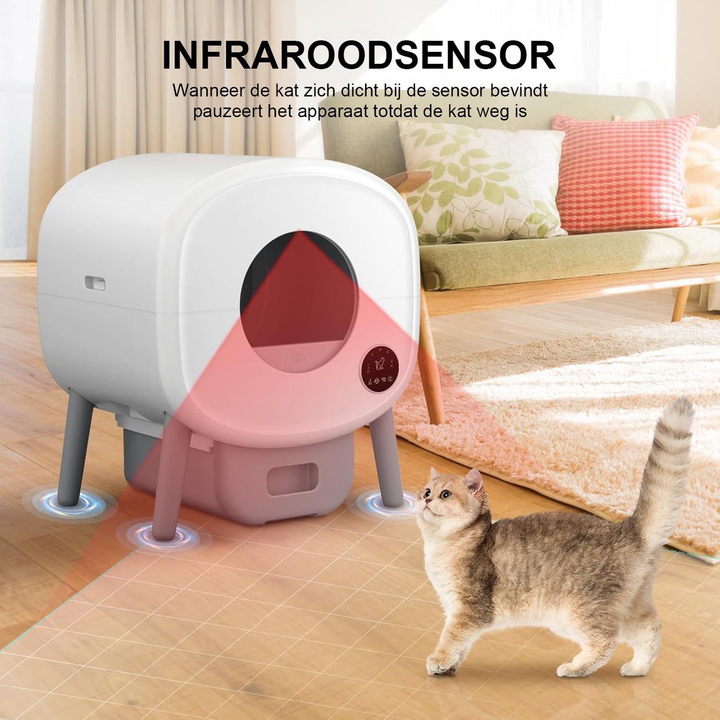 Photonspace Automatische Kattenbak - Zelfreinigende Kattenbak - Inclusief App_Met kattenbakmat en 3 rollen opvangzakjes